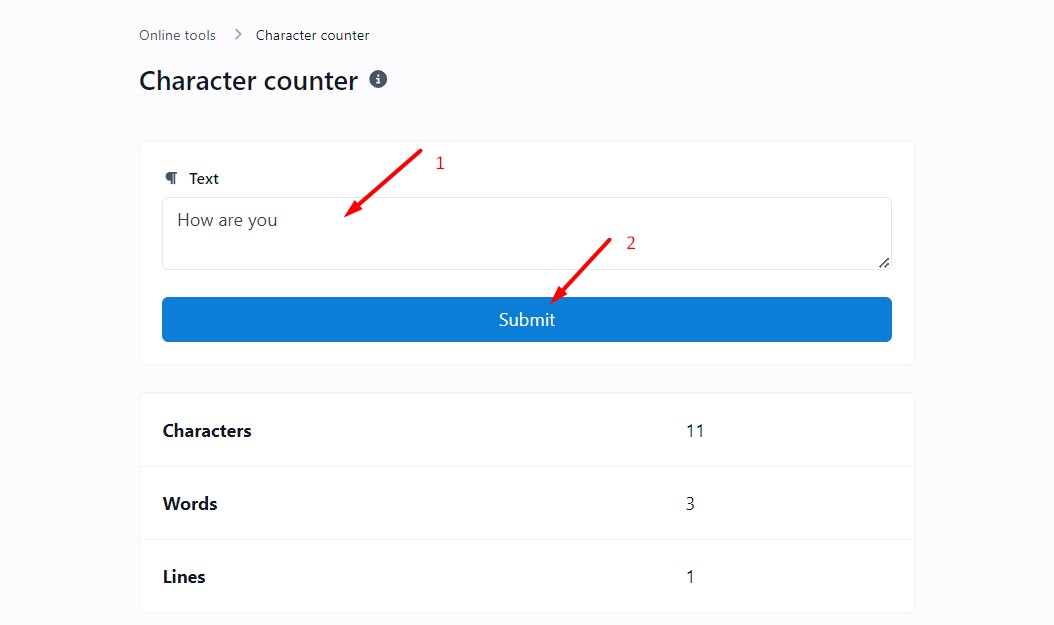 How to count characters online using our tool