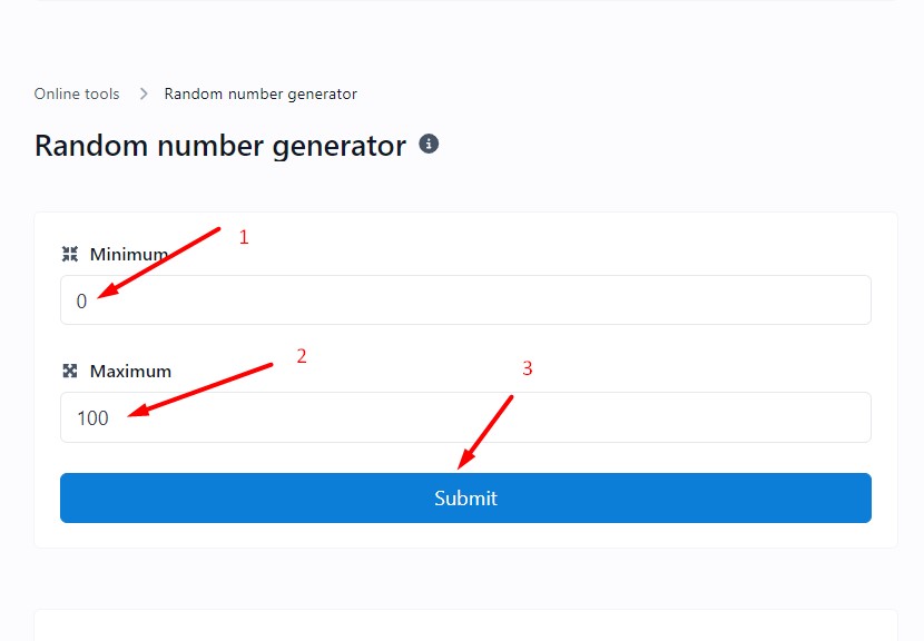 How to generate a random number using our online tool