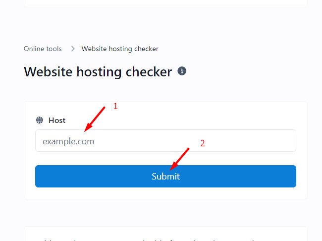 How to use the website hosting checker tool